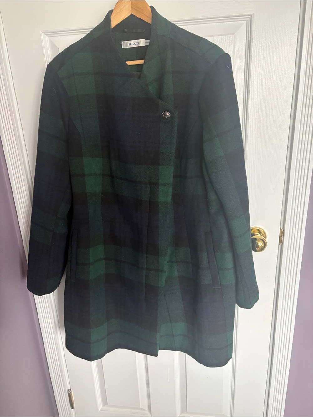 Ricki's Black and Green Plaid Pea Coat
